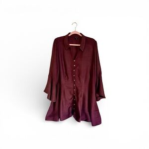 Torrid wine collared "pirate" corset flowy top